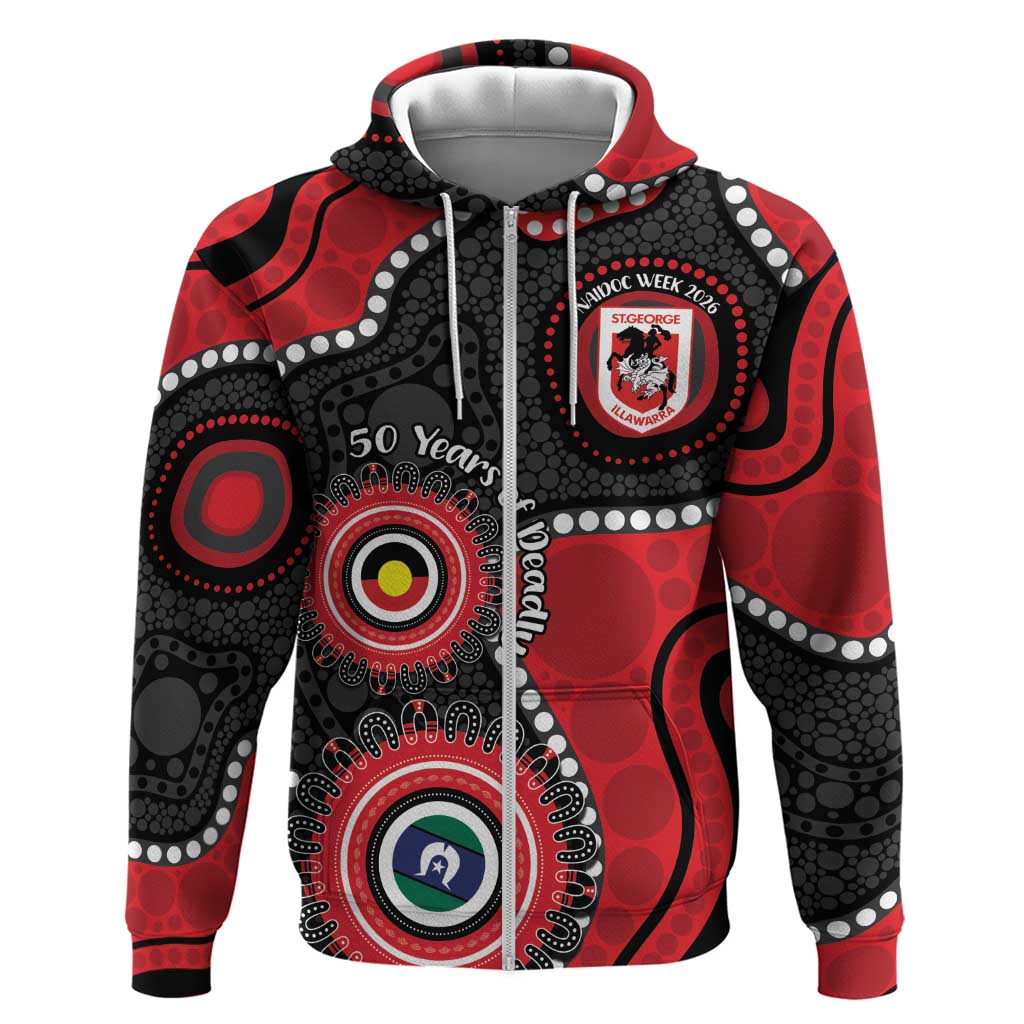 Dragons NAIDOC Week 2026 Personalised Zip Hoodie 50 Years of Deadly Aboriginal Art