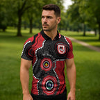Dragons NAIDOC Week 2026 Personalised Zipper Polo Shirt 50 Years of Deadly Aboriginal Art