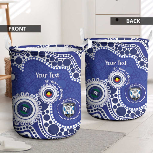 Bulldogs NAIDOC Week 2026 Personalised Laundry Basket 50 Years of Deadly Aboriginal Art
