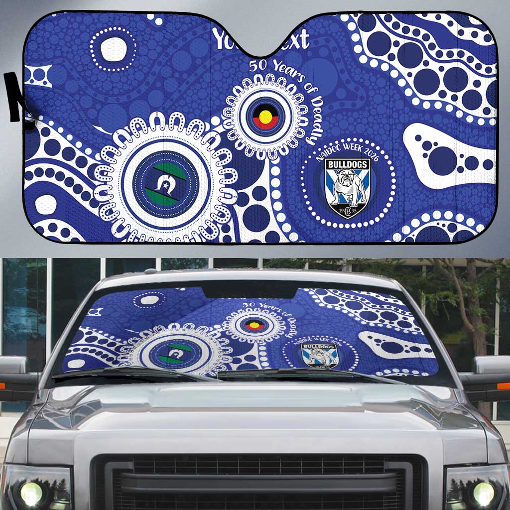 Bulldogs NAIDOC Week 2026 Personalised Auto Sun Shade 50 Years of Deadly Aboriginal Art