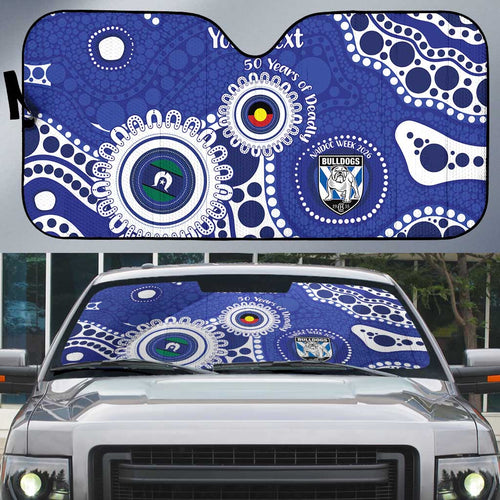 Bulldogs NAIDOC Week 2026 Personalised Auto Sun Shade 50 Years of Deadly Aboriginal Art
