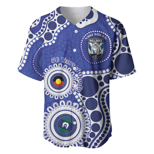 Bulldogs NAIDOC Week 2026 Personalised Baseball Jersey 50 Years of Deadly Aboriginal Art