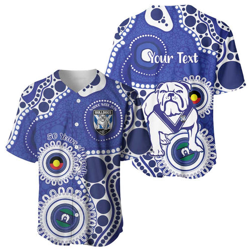 Bulldogs NAIDOC Week 2026 Personalised Baseball Jersey 50 Years of Deadly Aboriginal Art