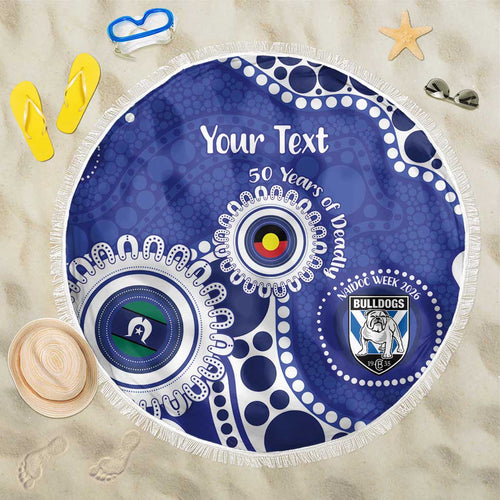 Bulldogs NAIDOC Week 2026 Personalised Beach Blanket 50 Years of Deadly Aboriginal Art