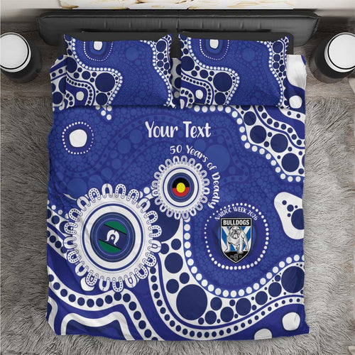 Bulldogs NAIDOC Week 2026 Personalised Bedding Set 50 Years of Deadly Aboriginal Art