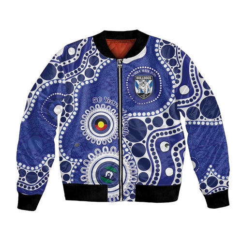 Bulldogs NAIDOC Week 2026 Personalised Bomber Jacket 50 Years of Deadly Aboriginal Art