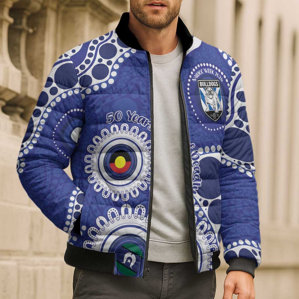Bulldogs NAIDOC Week 2026 Personalised Bomber Puffer Jacket 50 Years of Deadly Aboriginal Art