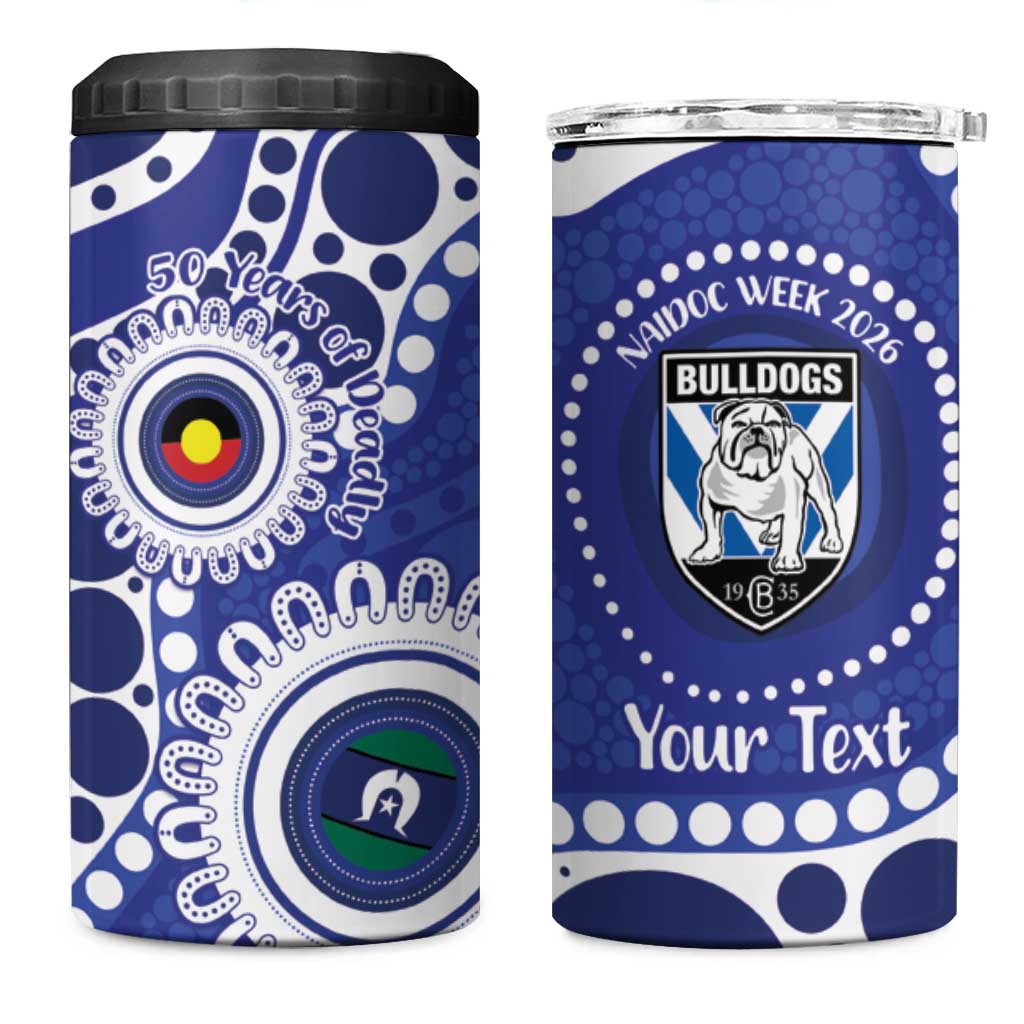 Bulldogs NAIDOC Week 2026 Personalised 4 in 1 Can Cooler Tumbler 50 Years of Deadly Aboriginal Art