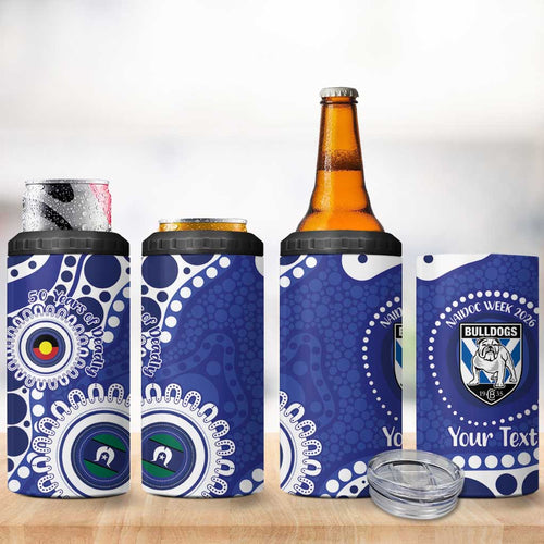 Bulldogs NAIDOC Week 2026 Personalised 4 in 1 Can Cooler Tumbler 50 Years of Deadly Aboriginal Art