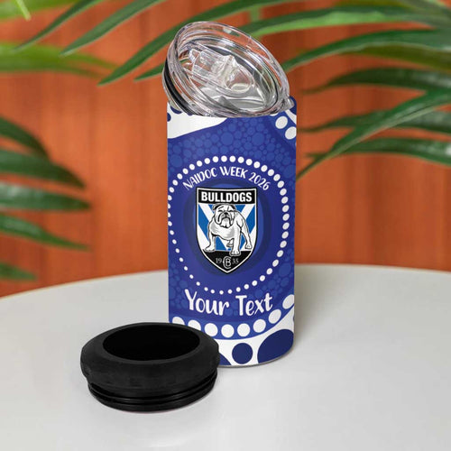 Bulldogs NAIDOC Week 2026 Personalised 4 in 1 Can Cooler Tumbler 50 Years of Deadly Aboriginal Art