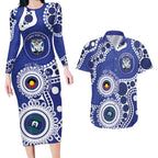 Bulldogs NAIDOC Week 2026 Personalised Couples Matching Long Sleeve Bodycon Dress and Hawaiian Shirt 50 Years of Deadly Aboriginal Art