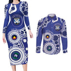 Bulldogs NAIDOC Week 2026 Personalised Couples Matching Long Sleeve Bodycon Dress and Long Sleeve Button Shirt 50 Years of Deadly Aboriginal Art