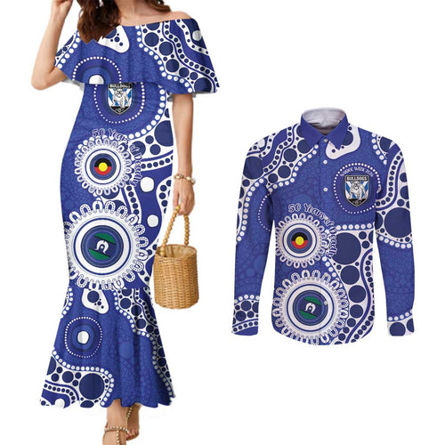 Bulldogs NAIDOC Week 2026 Personalised Couples Matching Mermaid Dress and Long Sleeve Button Shirt 50 Years of Deadly Aboriginal Art