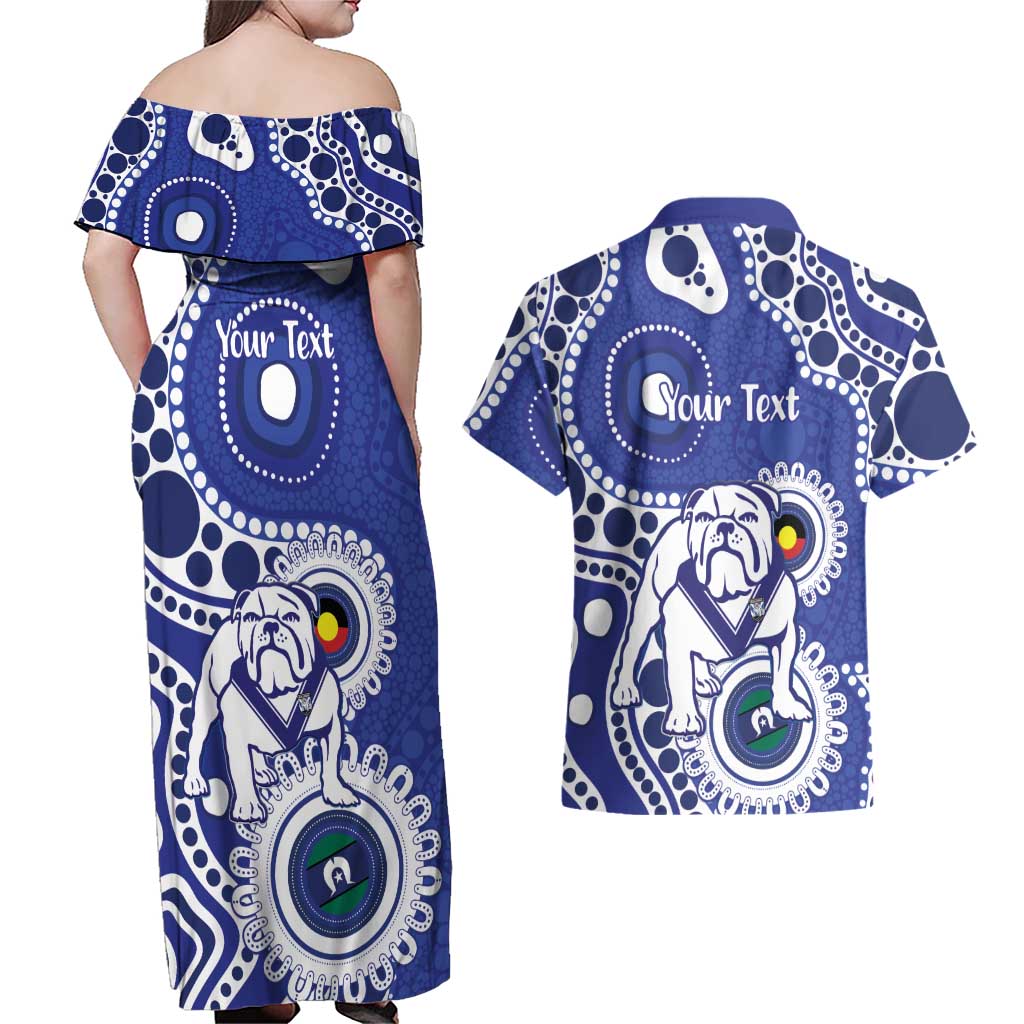Bulldogs NAIDOC Week 2026 Personalised Couples Matching Off Shoulder Maxi Dress and Hawaiian Shirt 50 Years of Deadly Aboriginal Art