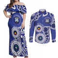 Bulldogs NAIDOC Week 2026 Personalised Couples Matching Off Shoulder Maxi Dress and Long Sleeve Button Shirt 50 Years of Deadly Aboriginal Art