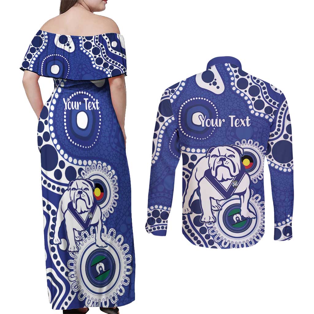 Bulldogs NAIDOC Week 2026 Personalised Couples Matching Off Shoulder Maxi Dress and Long Sleeve Button Shirt 50 Years of Deadly Aboriginal Art