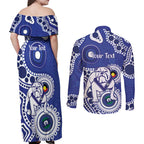 Bulldogs NAIDOC Week 2026 Personalised Couples Matching Off Shoulder Maxi Dress and Long Sleeve Button Shirt 50 Years of Deadly Aboriginal Art