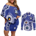 Bulldogs NAIDOC Week 2026 Personalised Couples Matching Off Shoulder Short Dress and Long Sleeve Button Shirt 50 Years of Deadly Aboriginal Art