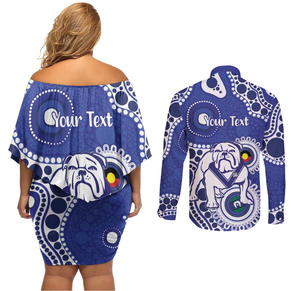 Bulldogs NAIDOC Week 2026 Personalised Couples Matching Off Shoulder Short Dress and Long Sleeve Button Shirt 50 Years of Deadly Aboriginal Art