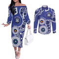 Bulldogs NAIDOC Week 2026 Personalised Couples Matching Off The Shoulder Long Sleeve Dress and Long Sleeve Button Shirt 50 Years of Deadly Aboriginal Art