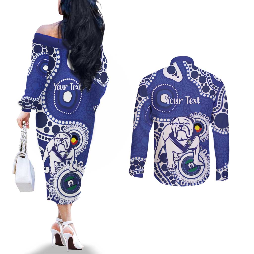 Bulldogs NAIDOC Week 2026 Personalised Couples Matching Off The Shoulder Long Sleeve Dress and Long Sleeve Button Shirt 50 Years of Deadly Aboriginal Art