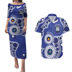 Bulldogs NAIDOC Week 2026 Personalised Couples Matching Puletasi and Hawaiian Shirt 50 Years of Deadly Aboriginal Art