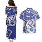 Bulldogs NAIDOC Week 2026 Personalised Couples Matching Puletasi and Hawaiian Shirt 50 Years of Deadly Aboriginal Art