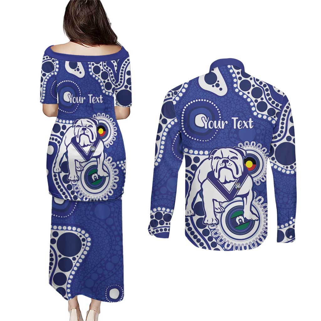 Bulldogs NAIDOC Week 2026 Personalised Couples Matching Puletasi and Long Sleeve Button Shirt 50 Years of Deadly Aboriginal Art
