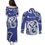 Bulldogs NAIDOC Week 2026 Personalised Couples Matching Puletasi and Long Sleeve Button Shirt 50 Years of Deadly Aboriginal Art