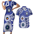 Bulldogs NAIDOC Week 2026 Personalised Couples Matching Short Sleeve Bodycon Dress and Hawaiian Shirt 50 Years of Deadly Aboriginal Art