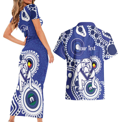 Bulldogs NAIDOC Week 2026 Personalised Couples Matching Short Sleeve Bodycon Dress and Hawaiian Shirt 50 Years of Deadly Aboriginal Art