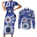 Bulldogs NAIDOC Week 2026 Personalised Couples Matching Short Sleeve Bodycon Dress and Long Sleeve Button Shirt 50 Years of Deadly Aboriginal Art