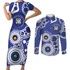 Bulldogs NAIDOC Week 2026 Personalised Couples Matching Short Sleeve Bodycon Dress and Long Sleeve Button Shirt 50 Years of Deadly Aboriginal Art