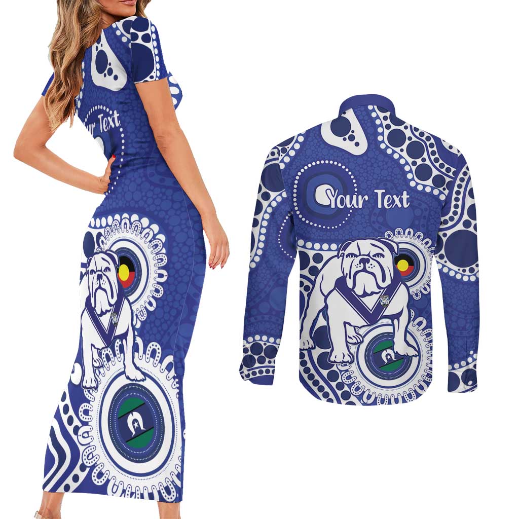Bulldogs NAIDOC Week 2026 Personalised Couples Matching Short Sleeve Bodycon Dress and Long Sleeve Button Shirt 50 Years of Deadly Aboriginal Art