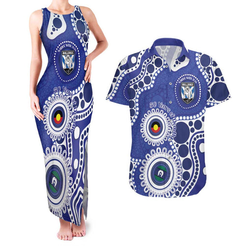 Bulldogs NAIDOC Week 2026 Personalised Couples Matching Tank Maxi Dress and Hawaiian Shirt 50 Years of Deadly Aboriginal Art