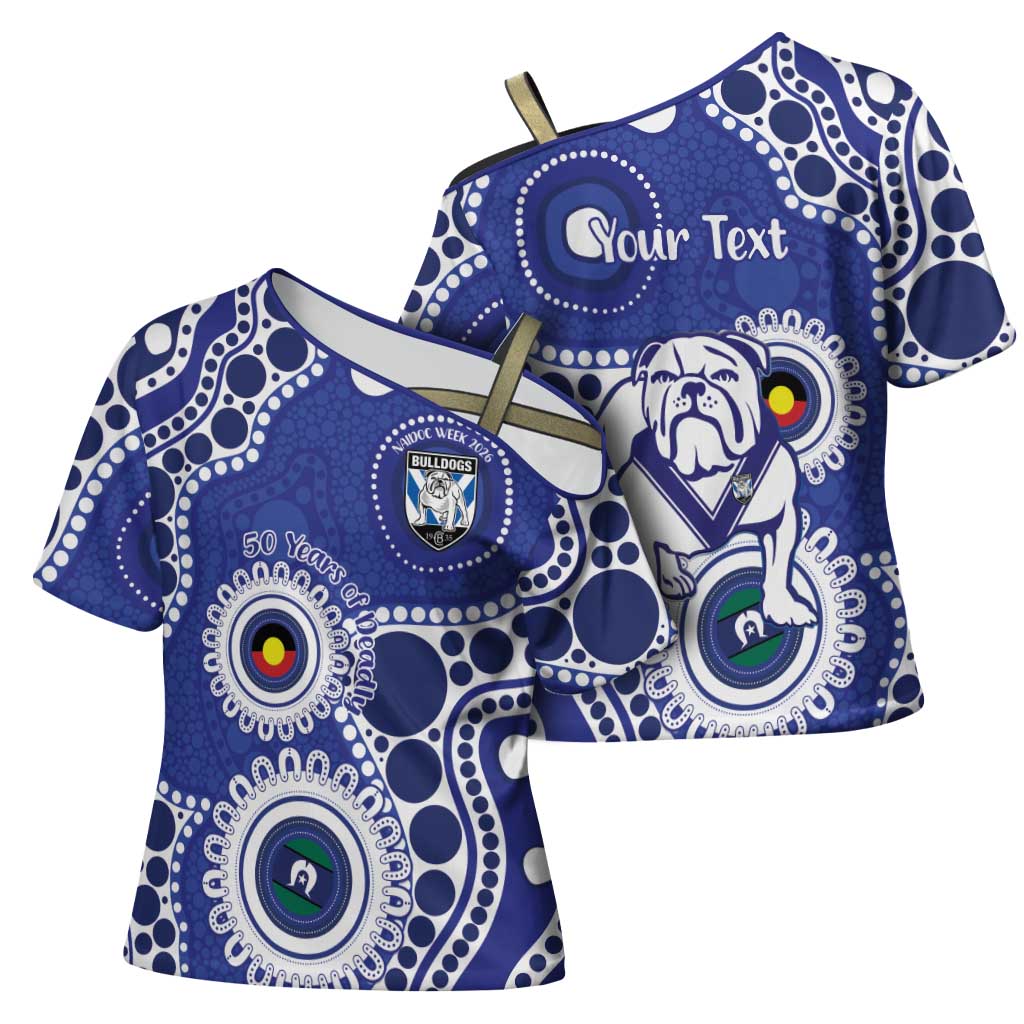 Bulldogs NAIDOC Week 2026 Personalised Cross Shoulder Shirt 50 Years of Deadly Aboriginal Art