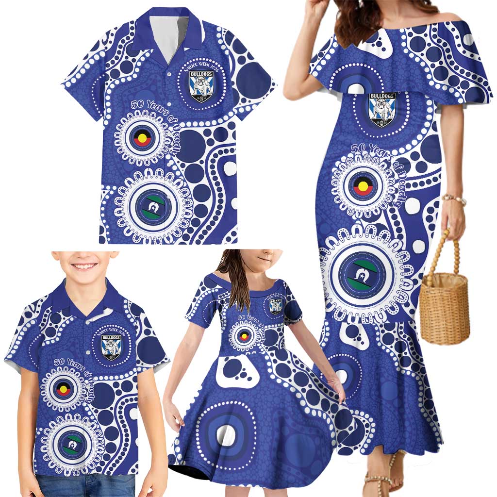 Bulldogs NAIDOC Week 2026 Personalised Family Matching Mermaid Dress and Hawaiian Shirt 50 Years of Deadly Aboriginal Art