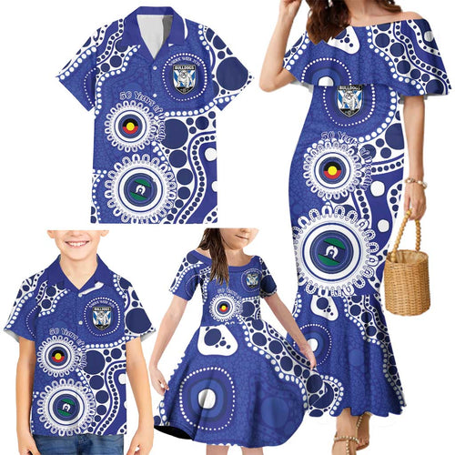 Bulldogs NAIDOC Week 2026 Personalised Family Matching Mermaid Dress and Hawaiian Shirt 50 Years of Deadly Aboriginal Art