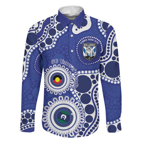 Bulldogs NAIDOC Week 2026 Personalised Family Matching Mermaid Dress and Hawaiian Shirt 50 Years of Deadly Aboriginal Art