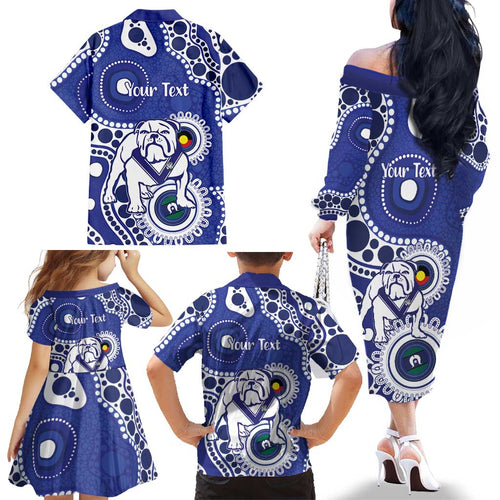 Bulldogs NAIDOC Week 2026 Personalised Family Matching Off The Shoulder Long Sleeve Dress and Hawaiian Shirt 50 Years of Deadly Aboriginal Art