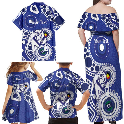 Bulldogs NAIDOC Week 2026 Personalised Family Matching Off Shoulder Maxi Dress and Hawaiian Shirt 50 Years of Deadly Aboriginal Art