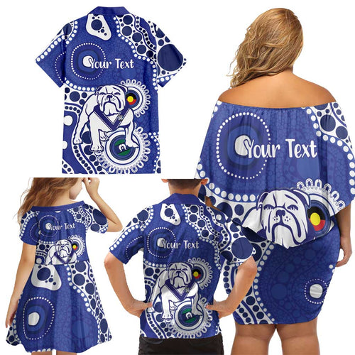 Bulldogs NAIDOC Week 2026 Personalised Family Matching Off Shoulder Short Dress and Hawaiian Shirt 50 Years of Deadly Aboriginal Art