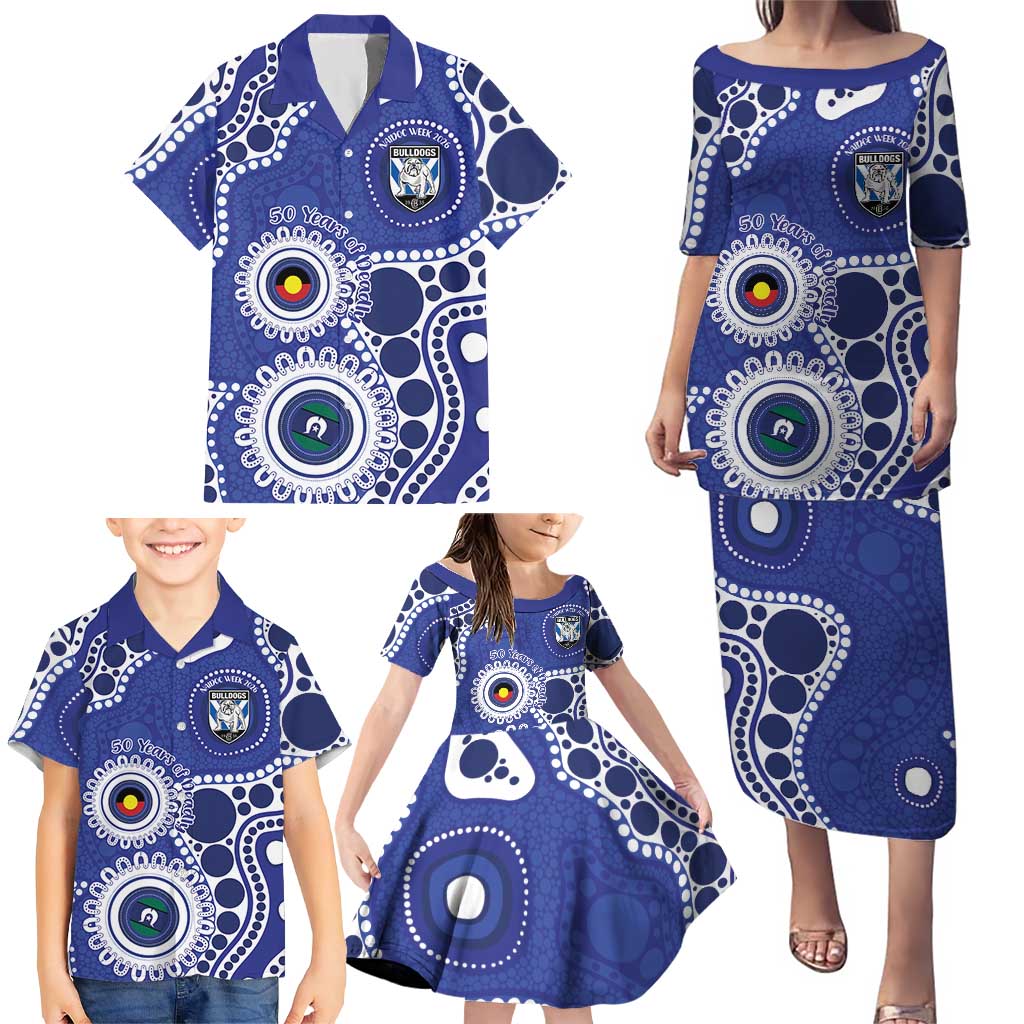 Bulldogs NAIDOC Week 2026 Personalised Family Matching Puletasi and Hawaiian Shirt 50 Years of Deadly Aboriginal Art