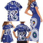 Bulldogs NAIDOC Week 2026 Personalised Family Matching Short Sleeve Bodycon Dress and Hawaiian Shirt 50 Years of Deadly Aboriginal Art
