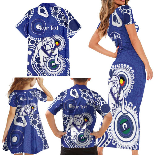 Bulldogs NAIDOC Week 2026 Personalised Family Matching Short Sleeve Bodycon Dress and Hawaiian Shirt 50 Years of Deadly Aboriginal Art