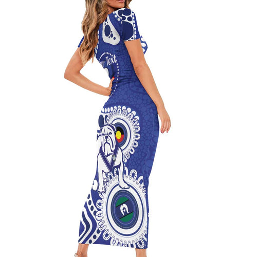 Bulldogs NAIDOC Week 2026 Personalised Family Matching Short Sleeve Bodycon Dress and Hawaiian Shirt 50 Years of Deadly Aboriginal Art