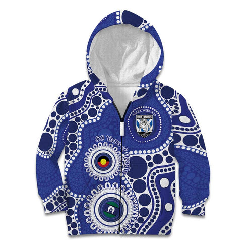 Bulldogs NAIDOC Week 2026 Personalised Kid Hoodie 50 Years of Deadly Aboriginal Art