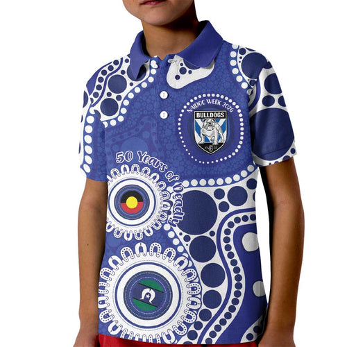 Bulldogs NAIDOC Week 2026 Personalised Kid Polo Shirt 50 Years of Deadly Aboriginal Art