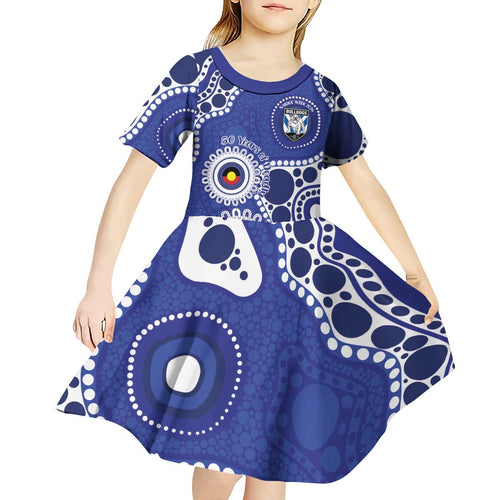 Bulldogs NAIDOC Week 2026 Personalised Kid Short Sleeve Dress 50 Years of Deadly Aboriginal Art