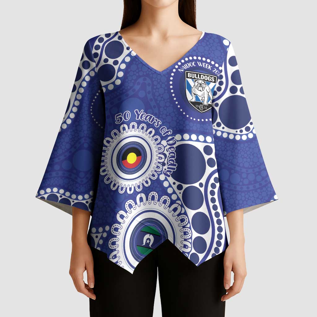Bulldogs NAIDOC Week 2026 Personalised Kimono Sleeve Blouse 50 Years of Deadly Aboriginal Art